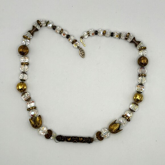 Vintage Czech Crystal Necklace Gold Tone Beads 14/20 GF Clasp 164 DRGM GES Mark - Picture 1 of 16